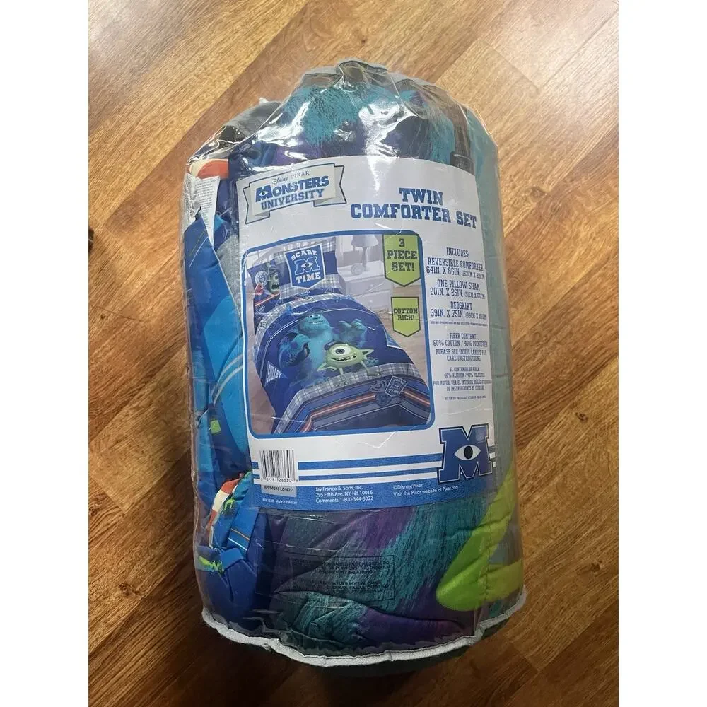 Disney Pixar Monster University 3 Piece Comforter Set Sham Bed Skirt NEW